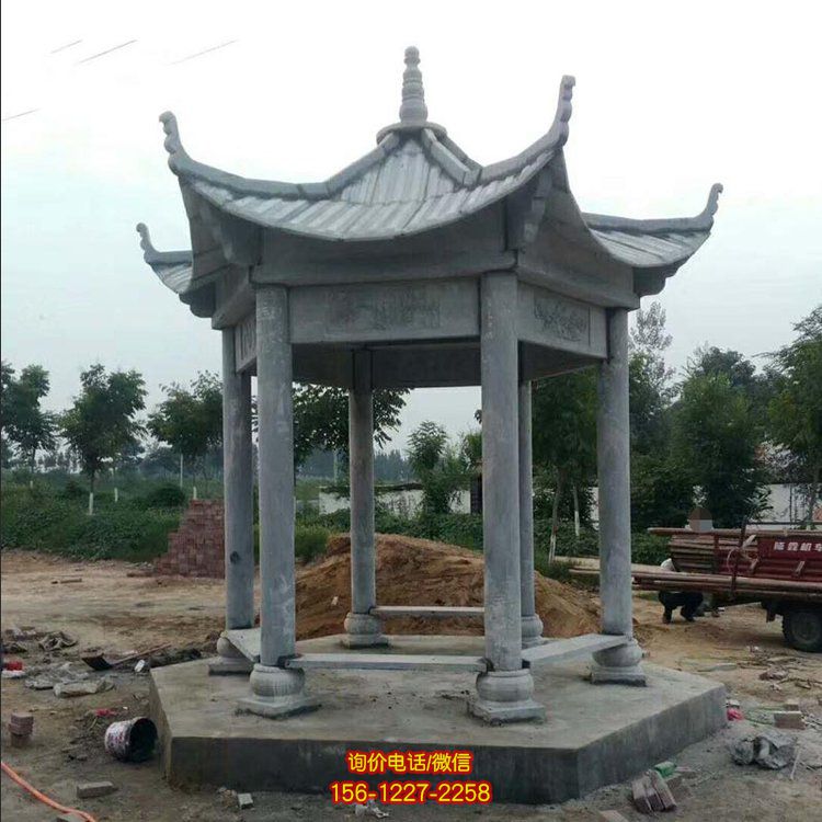 復(fù)古石雕涼亭 大理石園林古建六角涼亭