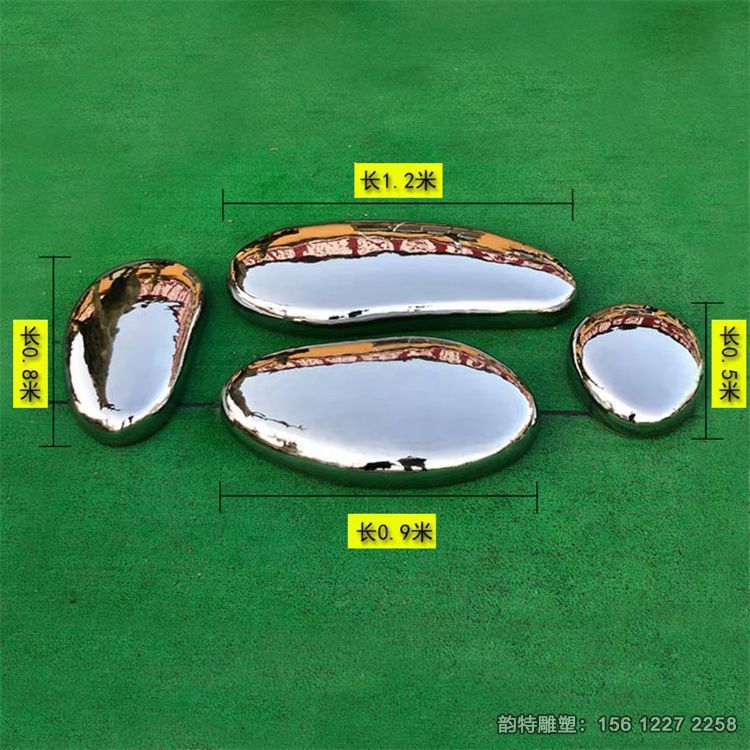 抽象不銹鋼鵝卵石雕塑，庭院鏡面鵝卵石雕塑定做廠家