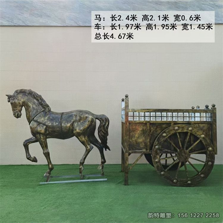 玻璃鋼馬車人物雕塑，大型馬車雕塑制作廠家